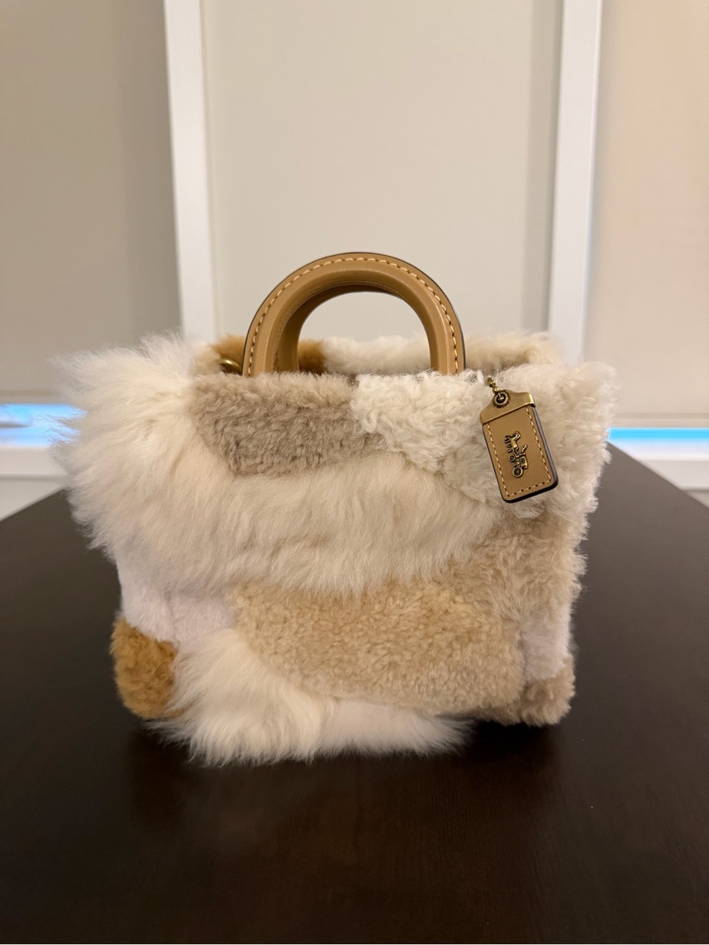 Coach Rogue 20 Shearling Patchwork